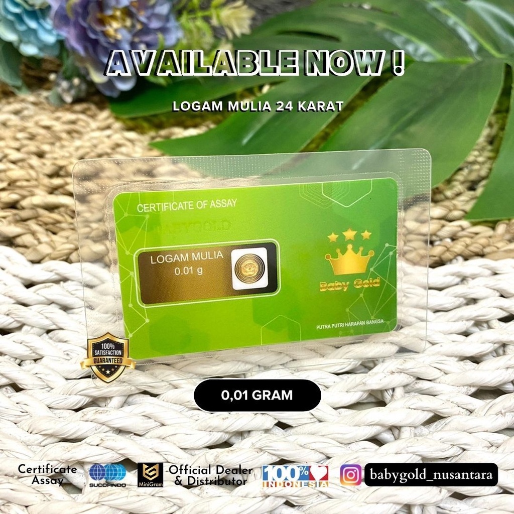 LOGAM MULIA Emas mini batangan 0.001 gram 24 karat minigram gold asli 0.002 gram 0.005 gram 0.01  Distributor Bandung-KOSONG4