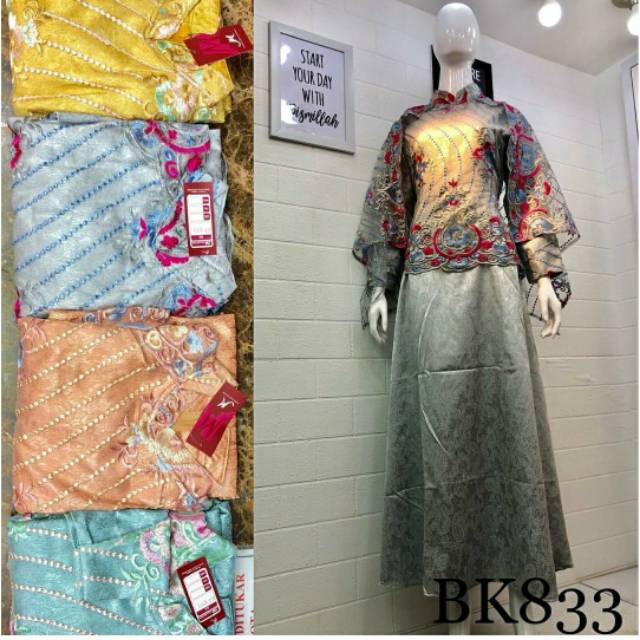 Dress muslim jaguard/dress muslim kombinasi tile bordir