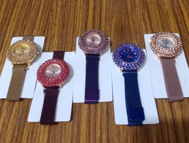 Jam Tangan Wanita Korea Strap Magnet Diyoor Donat Diamond 6 VARIAN WARNA