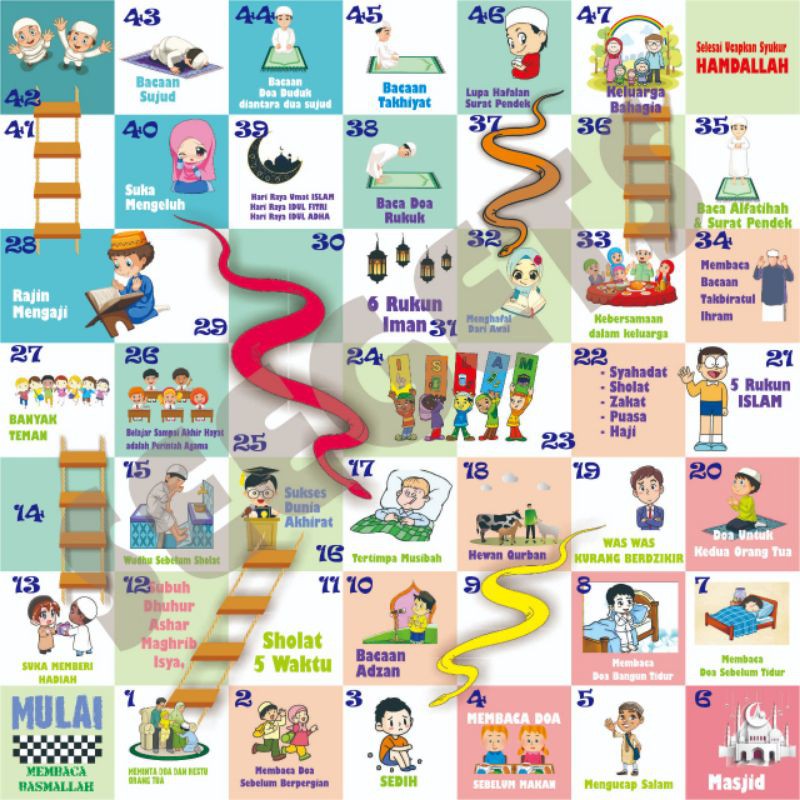 Ular tangga raksasa jumbo mainan edukasi tema Islam