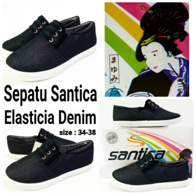 Sepatu anak santica elasticia denim sepatu slip on anak murah