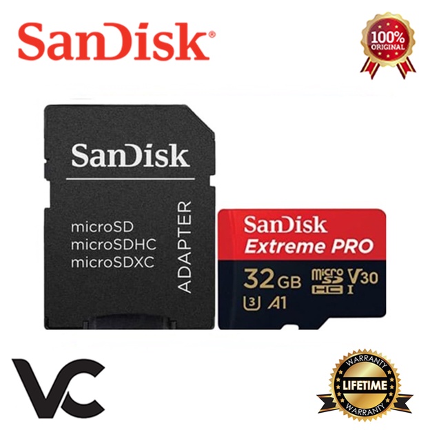 MicroSD SanDisk Extreme Pro 32GB 4K A1 V30 U3 Memory Card Micro SD Kartu Memori