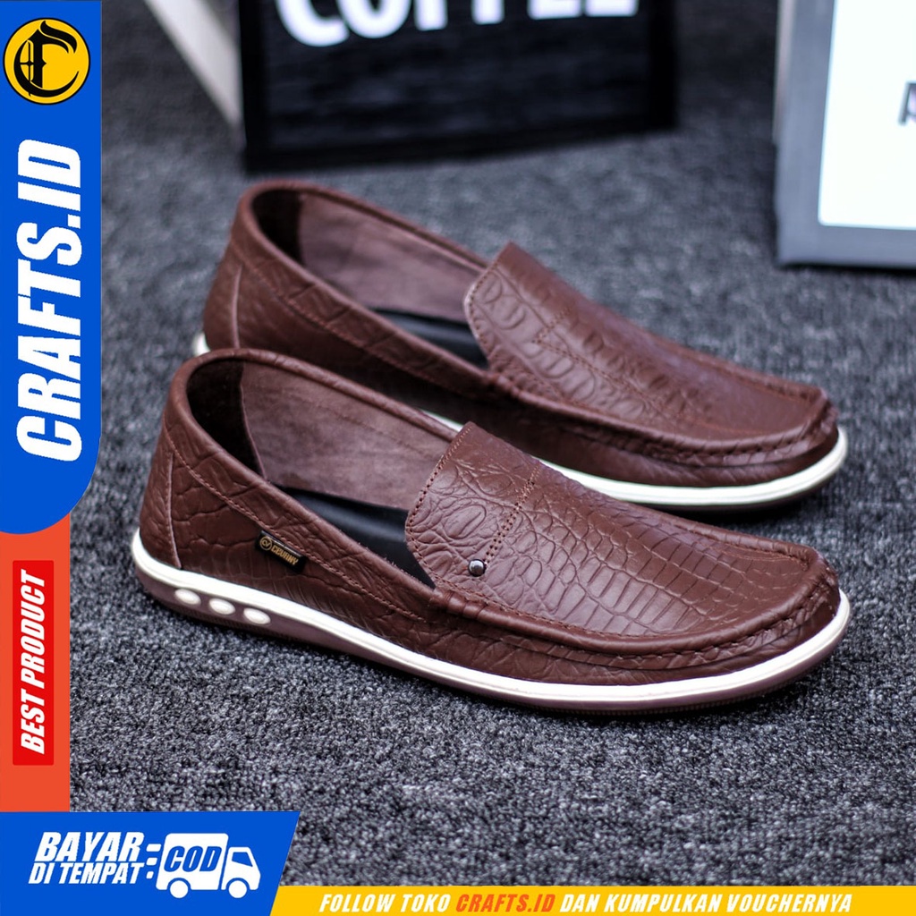 Crafts Britanic - Sepatu Kulit Slip On Casual Kerja Pria