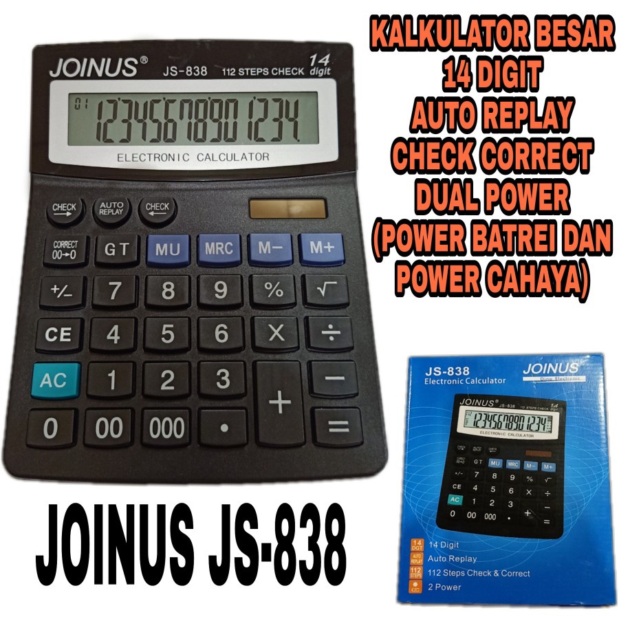 KALKULATOR MEJA LAYAR BESAR JS-838 JOINUS