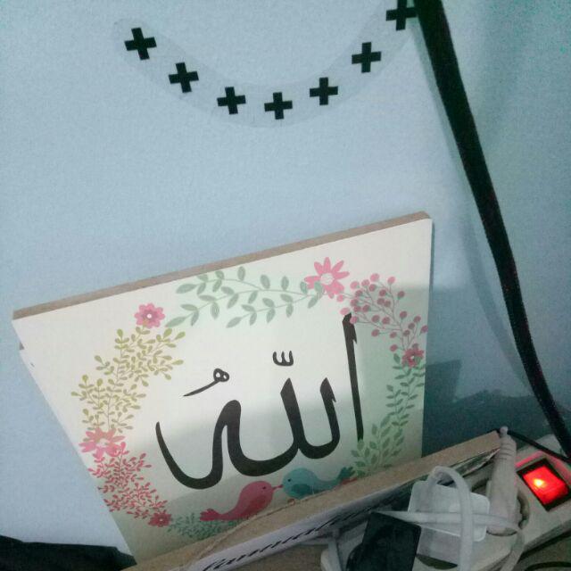 Dekorasi Dinding Poster Kayu Pajangan Lafadz Allah Muhammad Hiasan Rumah Kamar Shabby Chic Quotes