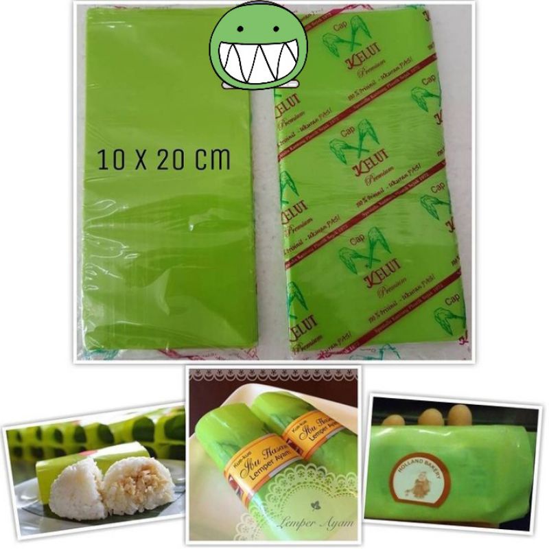 

PLASTIK LEMPER CAP KELUT/Plastik Pembungkus kue Lemper/plastik hijau GOOD QUALITY isi 100lembar