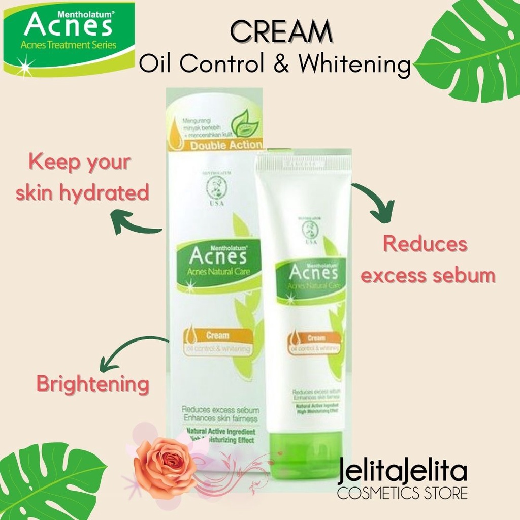 Acnes Natural Care Oil Control & Whitening Cream 40gr / Pelembab Wajah