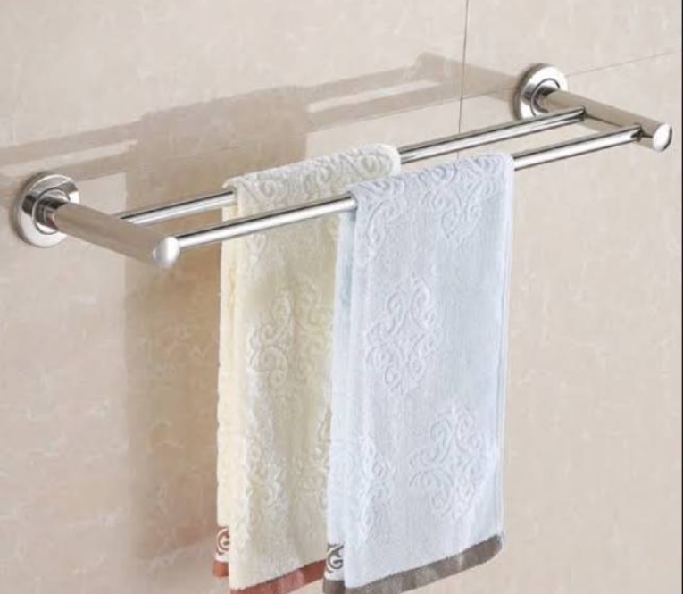 Towel Hanger Stainless Steel 65 cm Gantungan Handuk Baju 2 Bar