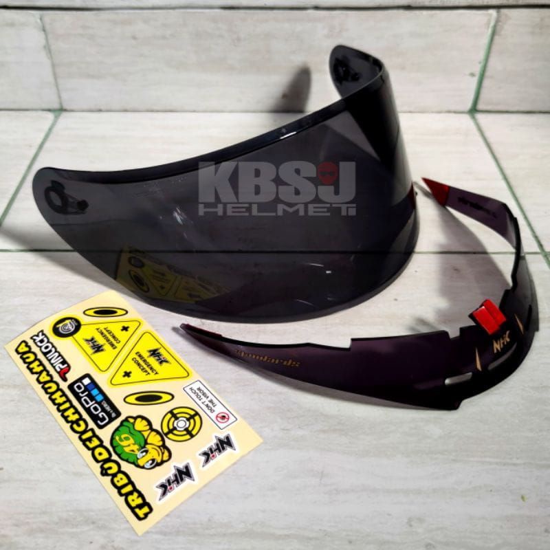 Paket Kaca Flat Visor Helm-TOPost-Spoiler NHK Rx9 -GM Race Pro Iridium Silver  Blue Gold Drak Smoke - Clear Bening