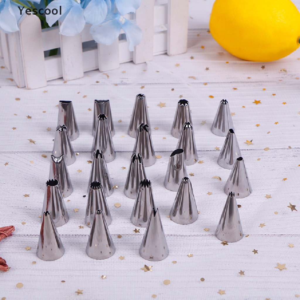 24 / 36 / 48pcs / Set Kotak Alat Nozzle Icing Piping Bahan Stainless Steel Untuk Dekorasi Kue