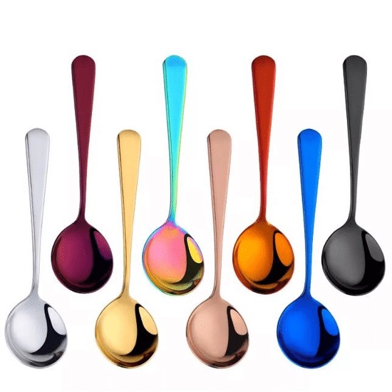 Spoon Stainless Steel Big Round BLACK 16 CM - Sendok Bulat Es Cream Sendok Dessert