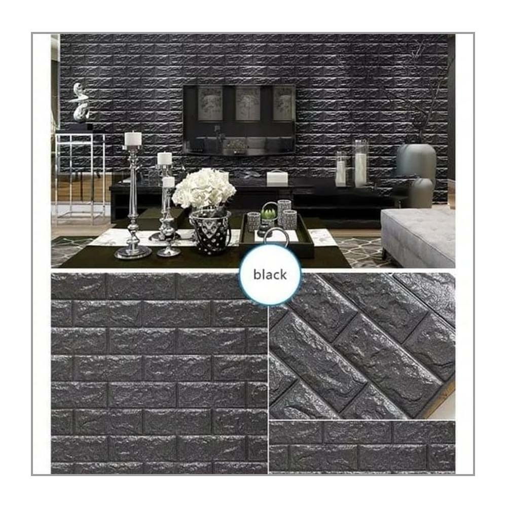 Young_man / Promo Paket 10 Lembar Wallpaper 3D Foam / FOAM BATA 3D Wallfoam / High Quality-Foam Bata 3D Hitam