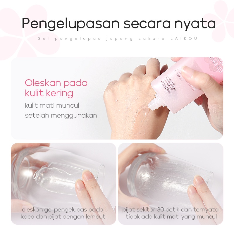 LAIKOU Sakura Peeling Gel Wajah Eksfoliasi Scrub Membersihkan Kulit Mati Pori-pori 60g