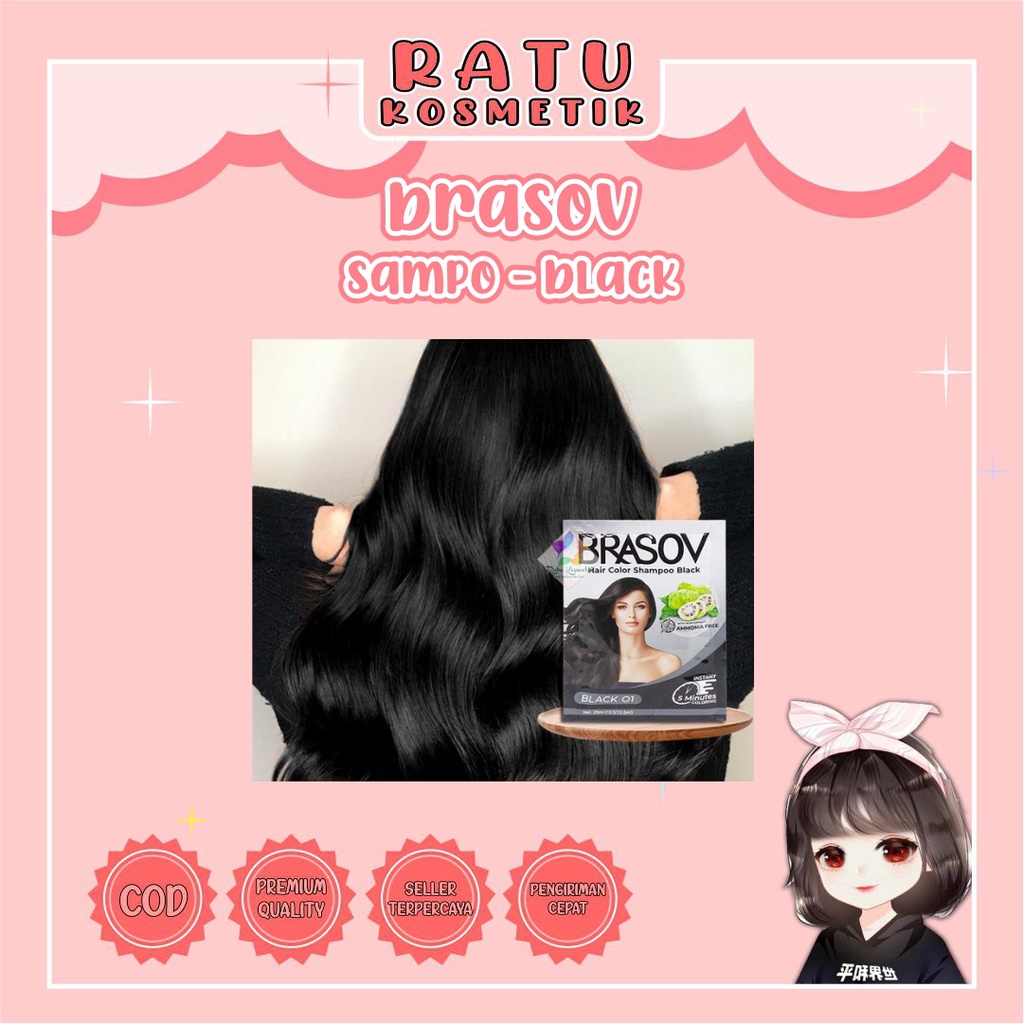 ❤ RATU ❤ Brasov Hair Color Shampoo | Shampo Pewarna Rambut Extra Nino 25ml | Warna Hitam Coklat