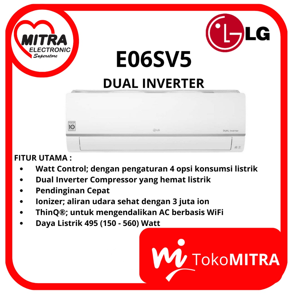 AC DUAL INVERTER 1/2 PK LG E06SV5 (IN + OUT)