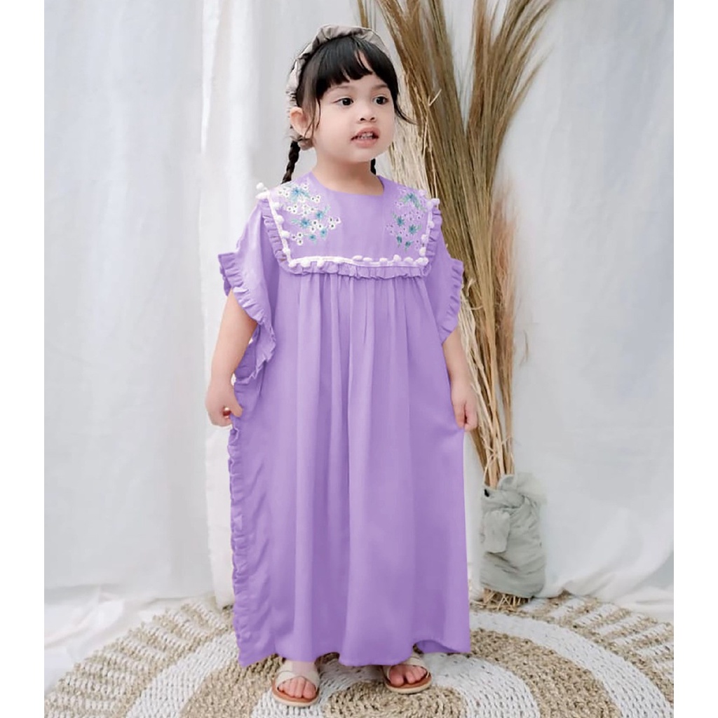 FenishaStore Fashion Muslim anak Perempuan Kaftan Marwah Usia 4-6 Tahun