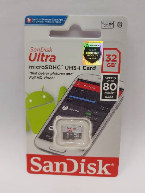 Memory Micro SD Sandisk Ultra 32gb Class 10 Speed  100 Mbps