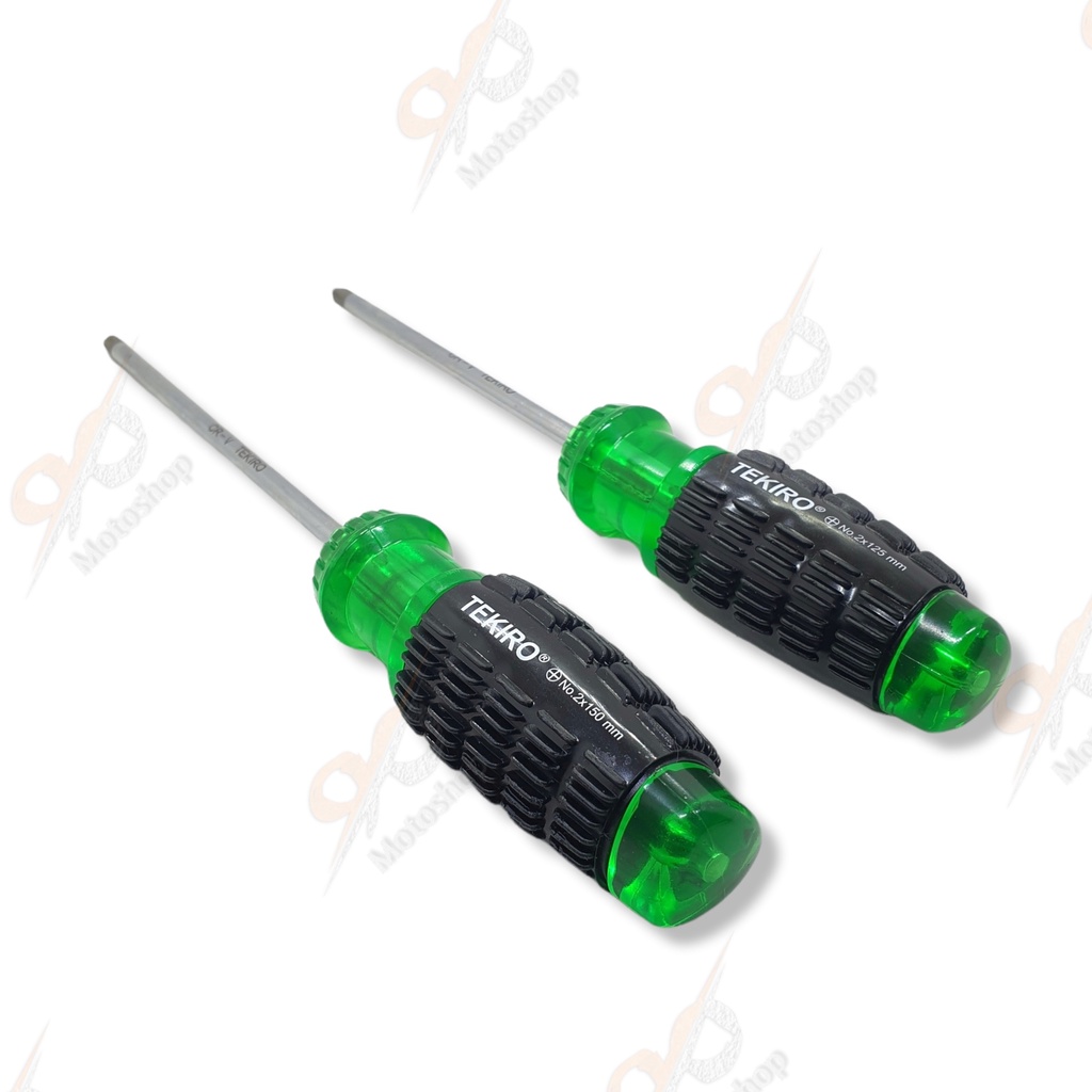 Tekiro Obeng Gagang Karet (+) 5inch 6inch PH2 Cushion Grip Screwdriver Ujung Magnet Obeng Plus Kembang Hijau