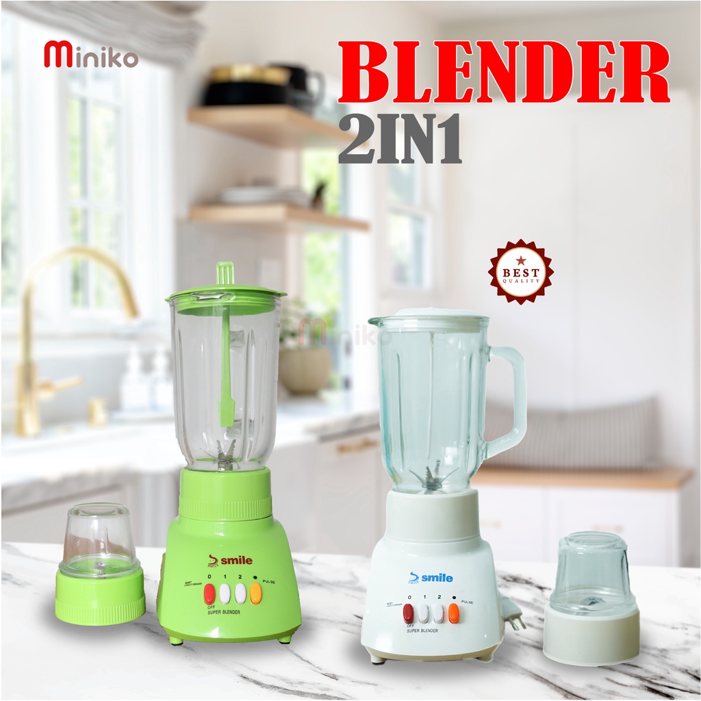 Blender National Smile 2in1 Blender Set Bumbu Daging Jus Es Berbahan Kaca Dan Plastik - Blender Murah