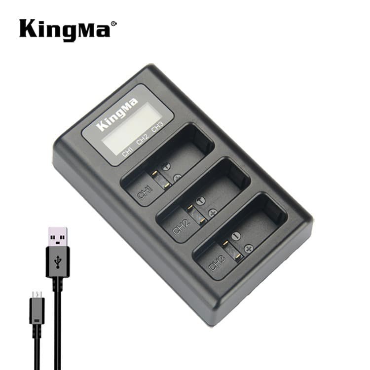 Charger Triple KINGMA GoPro Hero 7 / 6 / 5 - Charger LCD 3Channel Slot