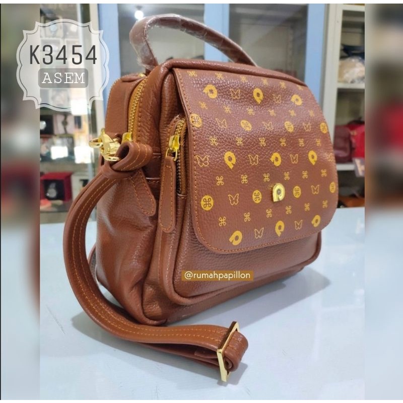 Tas Wanita Kulit Asli Merk Papillon Original / K3454 Asem
