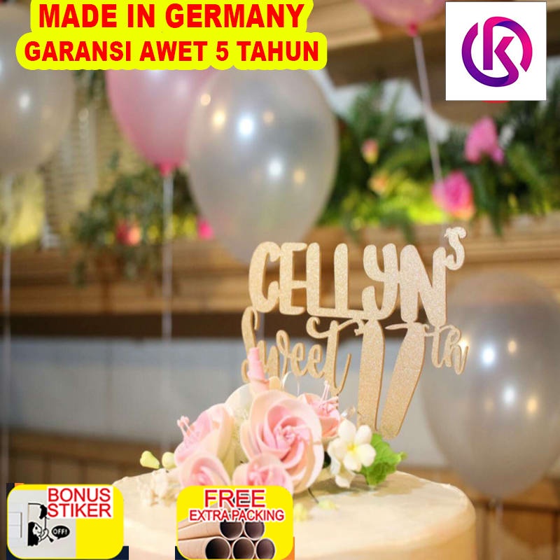 

Promo Sweet seventeen topper / Cake topper / Hiasan Kue Ulang Tahun