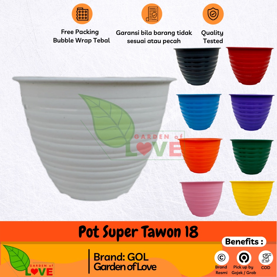 Pot Super Tawon 18 Cm Putih Hitam Ungu Pink Orange Mirip Pot Tawon Pirus Tirus 18 20 21 Putih