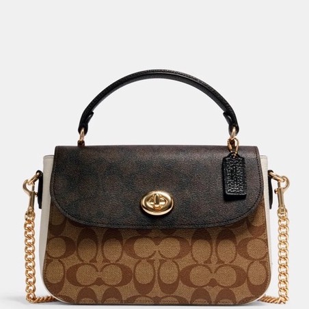 COACH MARLIE TOP HANDLE SATCHEL IN BLOCKED SIGNATURE CANVAS C1563