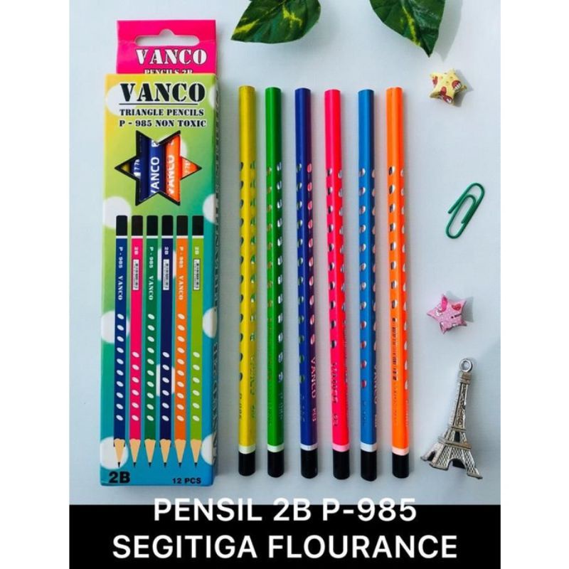 Pensil Segitiga VANCO 2b Triangle P-985 Pensil Kayu Segitiga