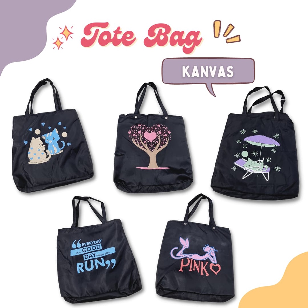 TOTE BAG HITAM TAS SELEMPANG WANITA MOTIF POLOS FASHION TERBARU