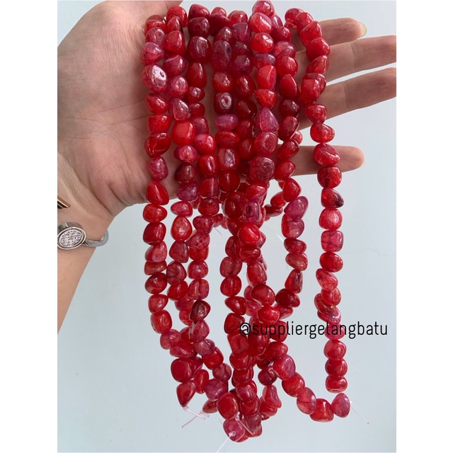 manik Batu alam red agate SERAT Beads 12 x 10mm bahan gelang kalung vintage etnik bali khas asli akik