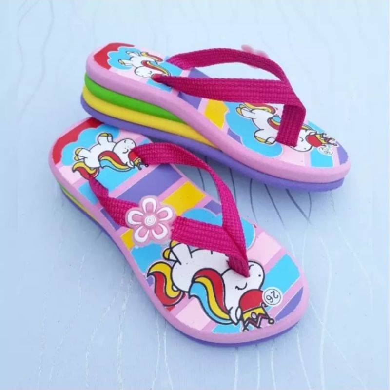 Sandal Wedges Pelangi/ Wedges Anak Kuda Pony