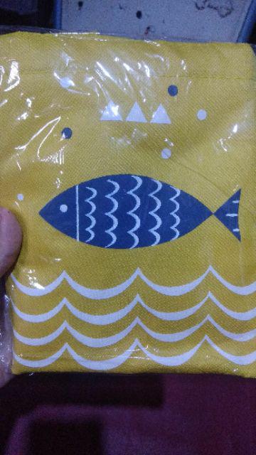Lunch Bag Alumunium/ Cooler Bag/tas Bekal Motif Tote Fish Serut