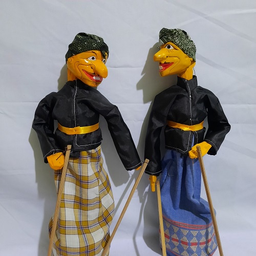 Wayang Golek Kayu Dawala / Petruk Bisa Mengangguk Ukuran Kecil Tinggi 35 Cm