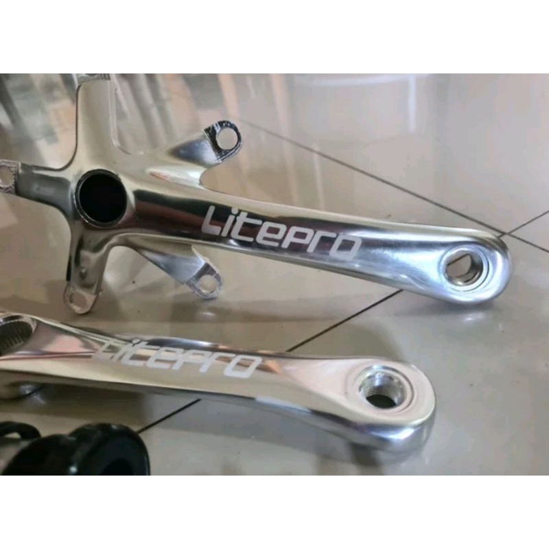 Crank Arm Litepro HT2 Warna Silver . Arm 170 MM Sepeda Hollowtech II Croom Sepeda Lipat Seli Roadbike folding bike