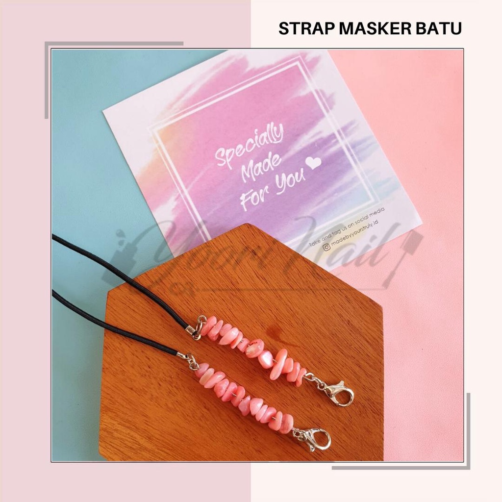 Strap masker batu alam batu mutiara tali masker kalung masker 2in1 batu stone pearl