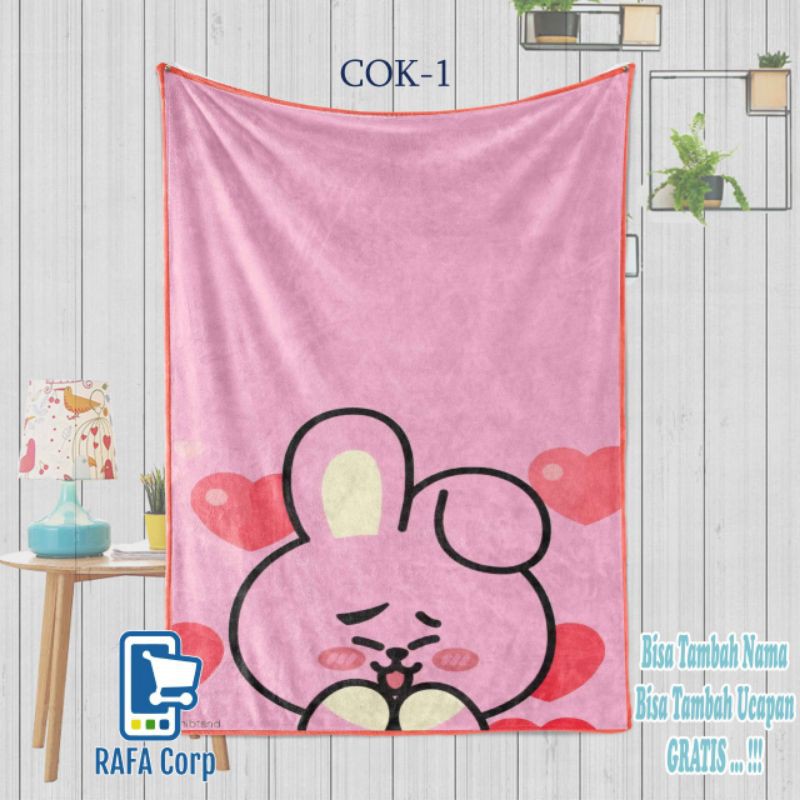 Selimut karakter cooky - selimut cooky - selimut bts kartun - BTS - selimut custom