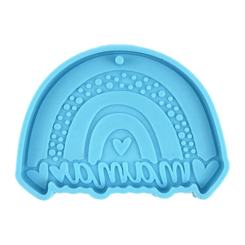 Glitter Rainbow Mom Keychain Epoxy Resin Mold DIY Crafts Jewelry Necklace Casting Mold Hanging Pendant Silicone Mould