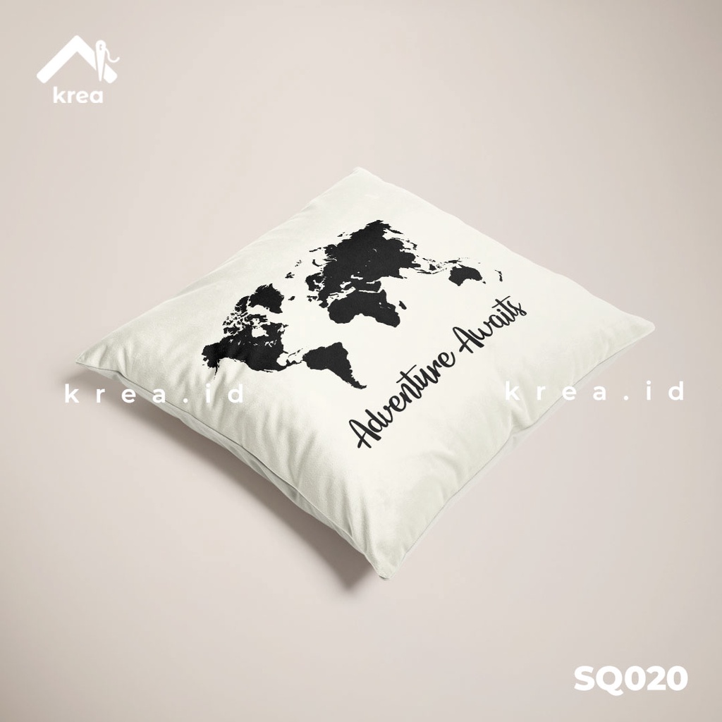 SARUNG BANTAL SOFA BLACU  QUOTE KATA KATA ADVENTURE &amp; EXPLORE