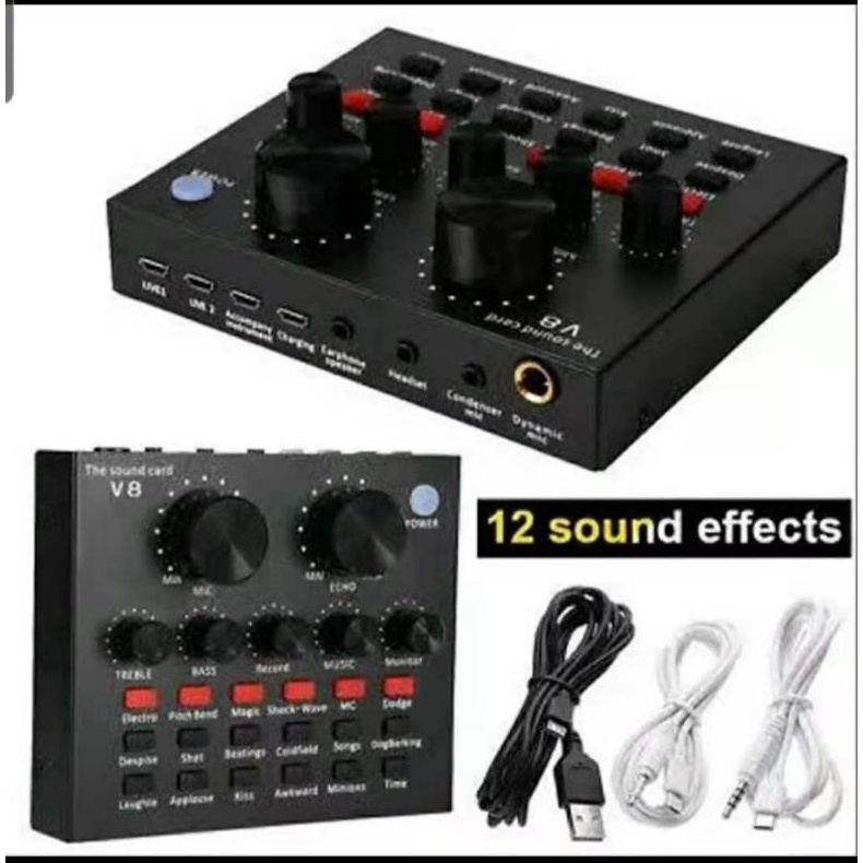 Soundcard V8 Mixer Sound Card Audio External USB Home Record