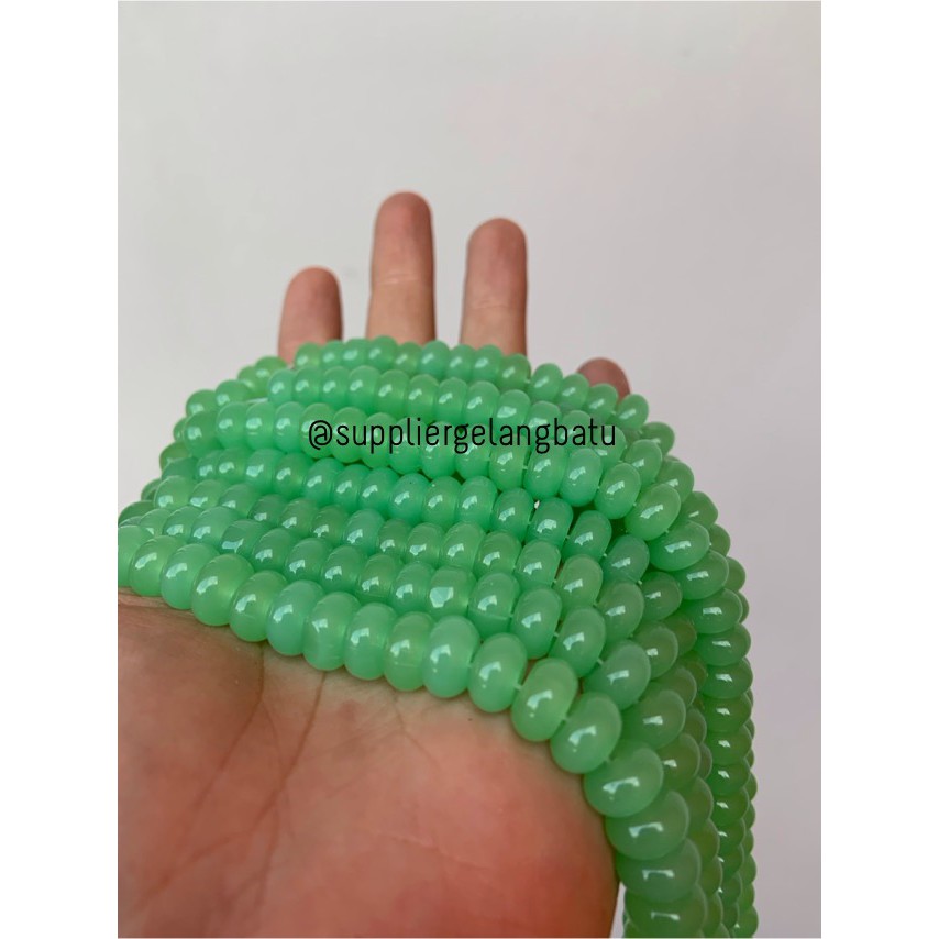 batu rondelle green cat eyes 5 x 10mm spacer pembatas tasbih akik