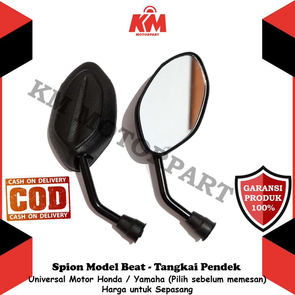 Kaca Spion Motor Tangkai Pendek Untuk HONDA dan YAMAHA Model Beat Hitam Spion Variasi Aksesoris