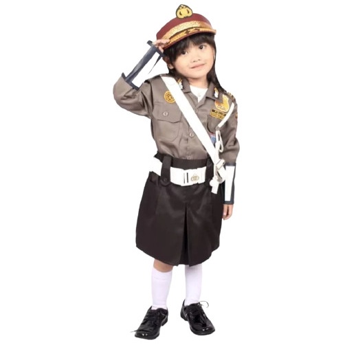 (BISA COD) BAJU POLISI ANAK / SERAGAM POLISI ANAK / POCIL / POLWAN / KARNAVAL TK - S, cewe pake rok