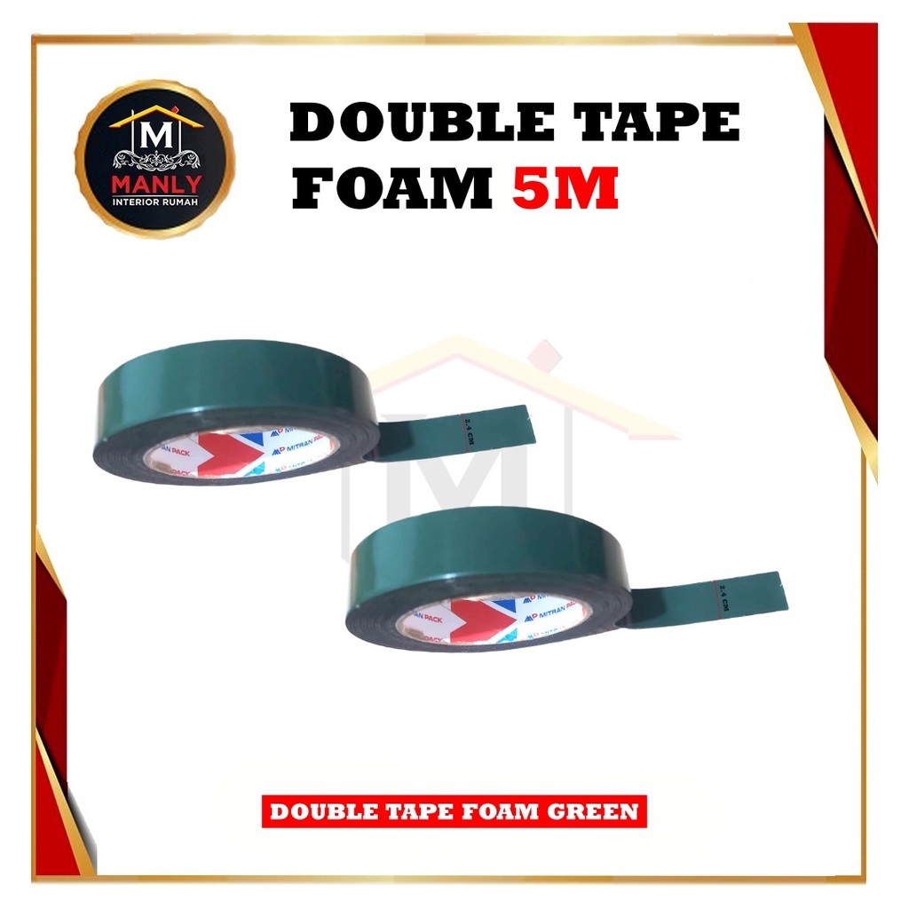 Double Tape Foam 1&quot; Inch x 5m Double tape hijau busa 3M..double tape kaca