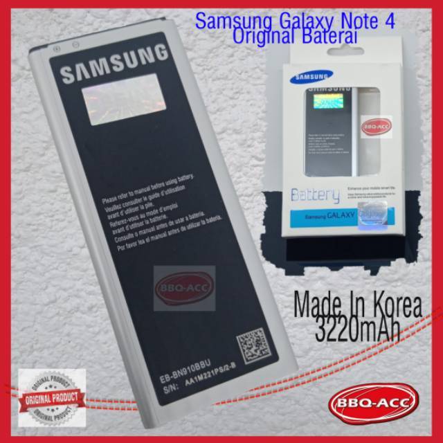 Battery Samsung Note4 Note 4 N9100 Original Sein Baterai Batere Batre