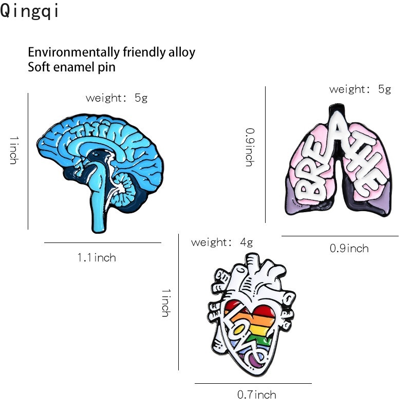 Bros Pin Enamel Bentuk Kartun Organ Tubuh Otak Hati Untuk Hadiah