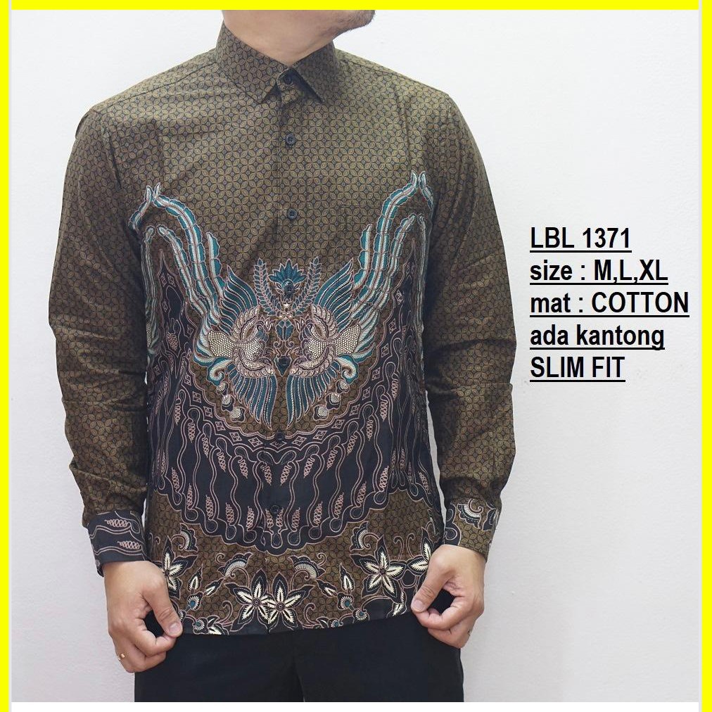 KEMEJA PRIA BATIK LENGAN PANJANG HEM BAHAN KATUN HALUS 40S LBL 1371 MEWAH PREMIUM BAJU ELEGANT SIZE M L XL SKU MS PENDEK JAKARTA PLATINUM