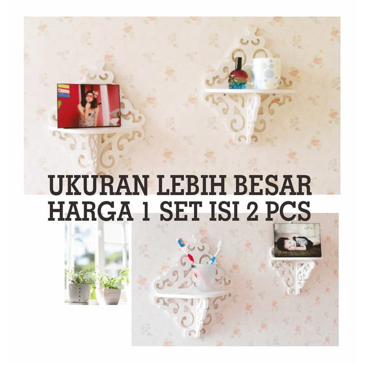 Mega_1688 Decorative Rack rak Shabby chic vintage (1set isi 2) UKURAN BESAR MG529