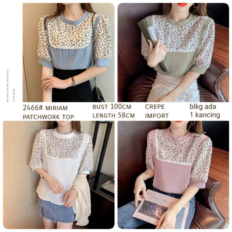 MDLV ~ 2466# Miriam Patchwork Top Atasan Blouse Leopard Fashion Import