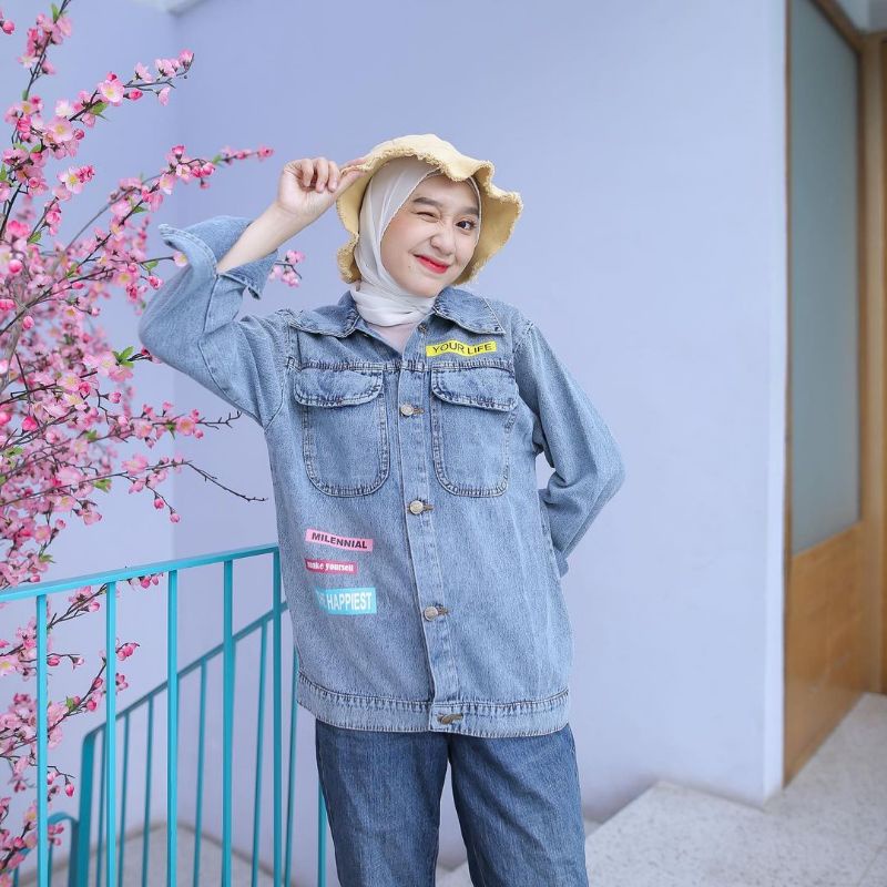 JAKET WANITA - FARAH JAKET JEANS - ATASAN WANITA - JAKET JEANS - PAKAIAN TERMURAH - KOREAN STYLE